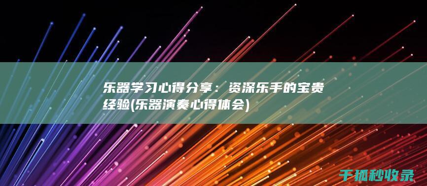 乐器学习心得分享：资深乐手的宝贵经验 (乐器演奏心得体会)