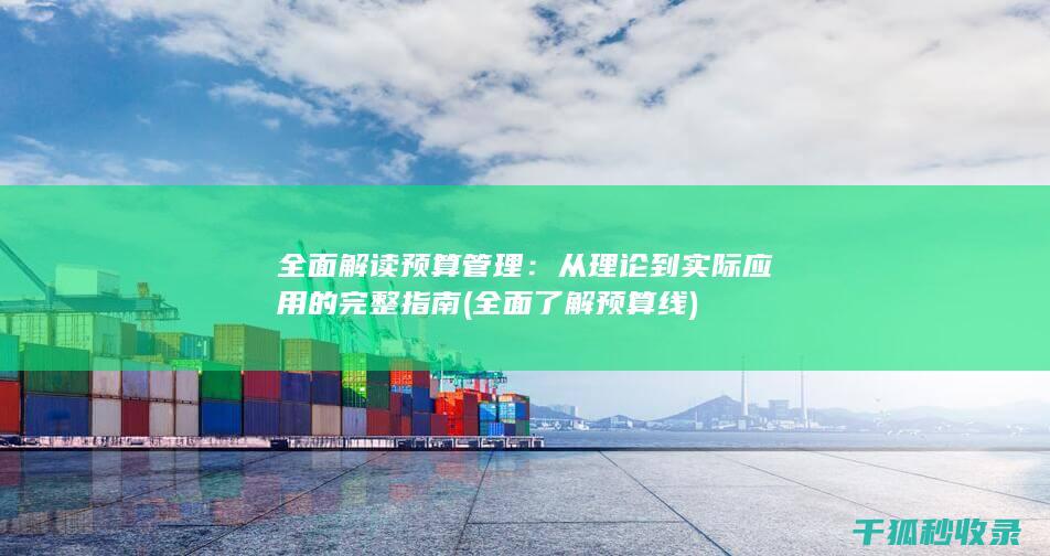 全面解读预算管理：从理论到实际应用的完整指南 (全面了解预算线)