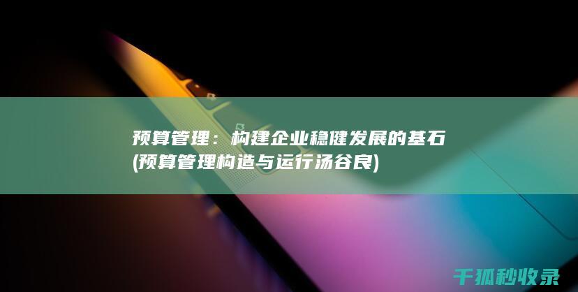 预算管理：构建企业稳健发展的基石 (预算管理构造与运行汤谷良)